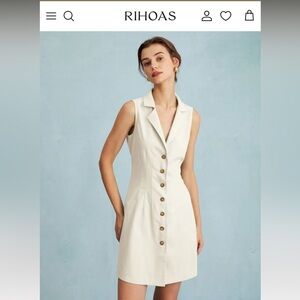 Rihoas Women's Cream Button-Down Dress